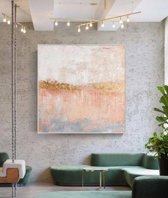 Leaf Original Handmade Canvas Pink Painting Abstract Canvas Artwork 2L8FQ